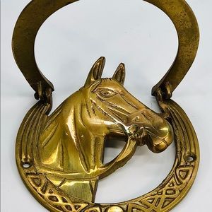 Vintage brass Horse door knocker Horseshoe shaped
